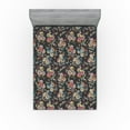 thumbnail image 1 of Ambesonne Floral Boho Fitted Sheet, Art Blooming Flowers, King Size, Dark Taupe Multicolor, 1 of 5