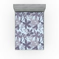 thumbnail image 1 of Ambesonne Floral Boho Fitted Sheet, Art of Simple Flowers, King Size, Dark Indigo Pale Blue, 1 of 5