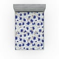 thumbnail image 1 of Ambesonne Floral Boho Fitted Sheet, Daffodils Pattern Art, Full Size, Pale Sage Green Dark Blue, 1 of 5