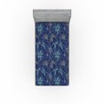 thumbnail image 1 of Ambesonne Floral Boho Fitted Sheet, Modern Trippy Flowers, Twin Size, Turquoise Dark Lavender, 1 of 5