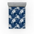 thumbnail image 1 of Ambesonne Floral Boho Fitted Sheet, Simple Jasmine Print, King Size, Dark Indigo Eggshell, 1 of 5