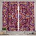 thumbnail image 1 of Ambesonne Floral Boho Kitchen Curtains, Flowers Geometric Art, 55"x24", Dried Rose Dark Coral, 1 of 3