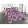thumbnail image 1 of Ambesonne Floral Boho Quilted Bedspread Set 3 Pcs, Dahlias and Amaryllis, Twin, Eggplant Pale Lilac White, 1 of 4