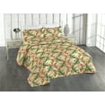 thumbnail image 1 of Ambesonne Floral Boho Quilted Bedspread Set 3 Pcs, Romantic Flower Leaf, King, Vermilion Fern Green, 1 of 4