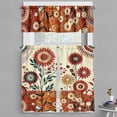 thumbnail image 1 of Ambesonne Floral Boho Valance & Curtain 3 Pcs Set, Mid Century Flowery Art, 55"x45", Ruby Cream Dark Salmon, 1 of 7