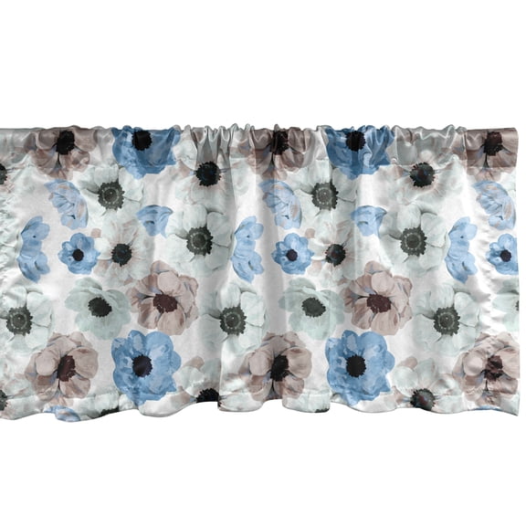 Ambesonne Floral Boho Valance Pack of 2, Cottagecore Flowers, 42"X12", Mint Green Deep Sky Blue