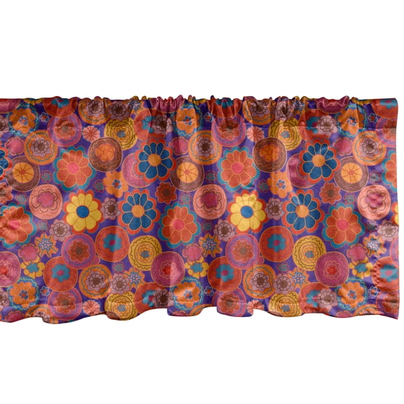 Ambesonne Floral Boho Window Valance, Circular Flowers Art, 54" X 18", Burnt Orange Quartz