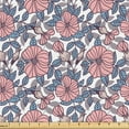 thumbnail image 1 of Ambesonne Floral Country Fabric by the Yard Upholstery, Striped Botany Theme, 5 Yards, Pale Blue and Blush, 1 of 1