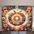 thumbnail image 1 of Ambesonne Floral Curtains 2 Panel Set, Botanical Colorful Circle, 108" x 63", Orange Evergreen Pink, 1 of 3