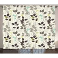 thumbnail image 1 of Ambesonne Floral Curtains 2 Panel Set, Doodle Leaves Earth Tone, 108" x 90", Dark Taupe Coconut, 1 of 3