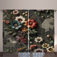 thumbnail image 1 of Ambesonne Floral Curtains 2 Panel Set, Futurist Geometry Flowers, 108" x 63", Grey Laurel Green Redwood, 1 of 2