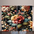 thumbnail image 1 of Ambesonne Floral Curtains 2 Panel Set, Leafy Scene Futurist Flowery, 108" x 96", Khaki Coral Olive Green, 1 of 2
