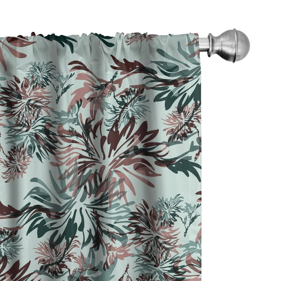 Ambesonne Floral Curtains, Abstract Foliage Autumn Vibe, Pair of 28"x63", Pale Seafoam Tan and Brown