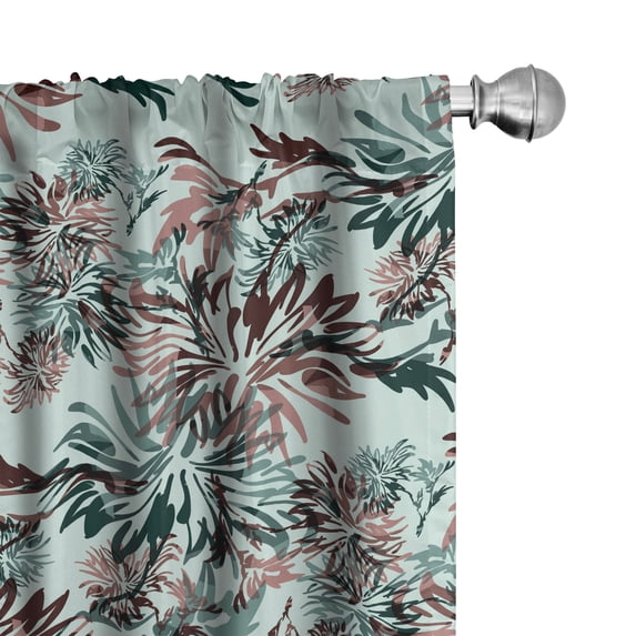 Ambesonne Floral Curtains, Abstract Foliage Autumn Vibe, Pair of 28"x95", Pale Seafoam Tan and Brown