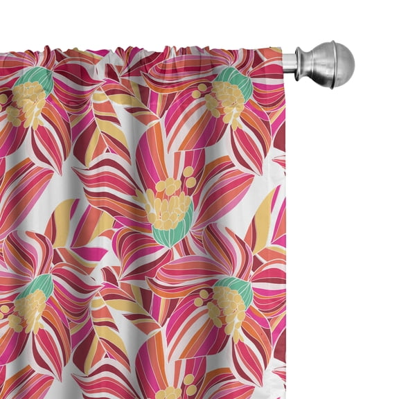 Ambesonne Floral Curtains, Abstract Spring Blossoms, Pair of 28"x63", Multicolor