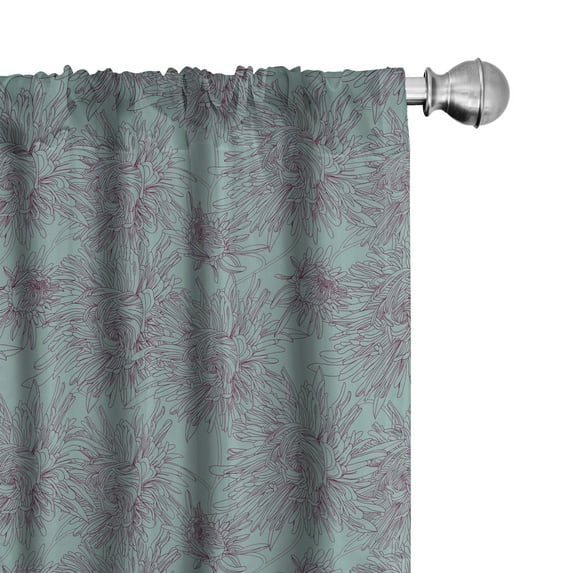 Ambesonne Floral Curtains, Aster Blossoms Art, Pair of 28"x63", Dark Sea Green Maroon