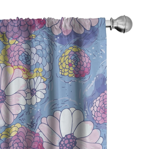 Ambesonne Floral Curtains, Aster Flowers Daisies Plot, Pair of 28"x63", Lavender Blue and Pale Lilac