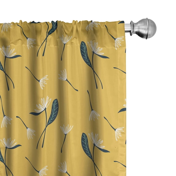Ambesonne Floral Curtains, Bird of Paradise Flowers Art, Pair of 28"x63", Pale Earth Yellow and Grey