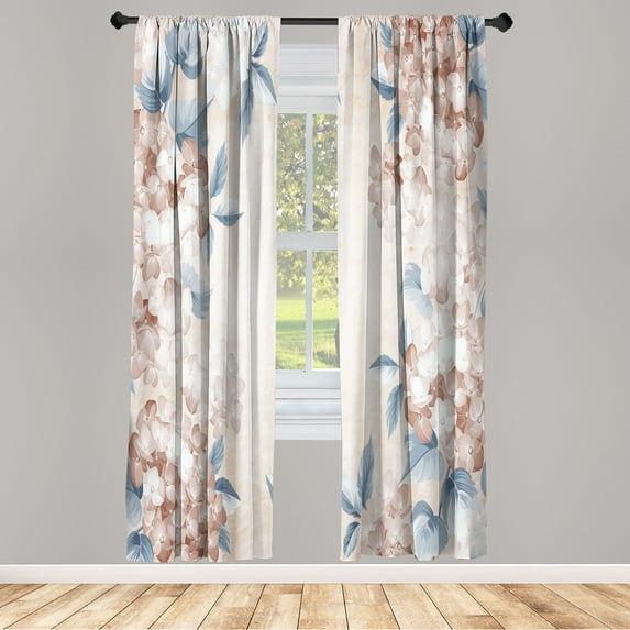 Ambesonne Floral Curtains, Blooming Heydrangea Spring, Pair of 28"x84", Beige Champagne