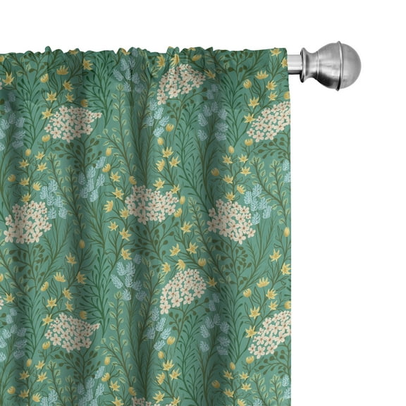 Ambesonne Floral Curtains, Blooming Leaves Petals, Pair of 28"x84", Multicolor