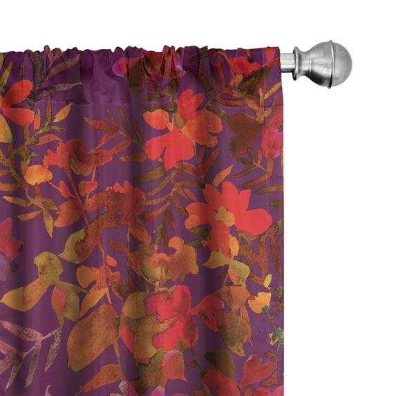 Ambesonne Floral Curtains, Blooming Marigolds Vintage, Pair of 28"x63", Dark Orange and Hot Pink