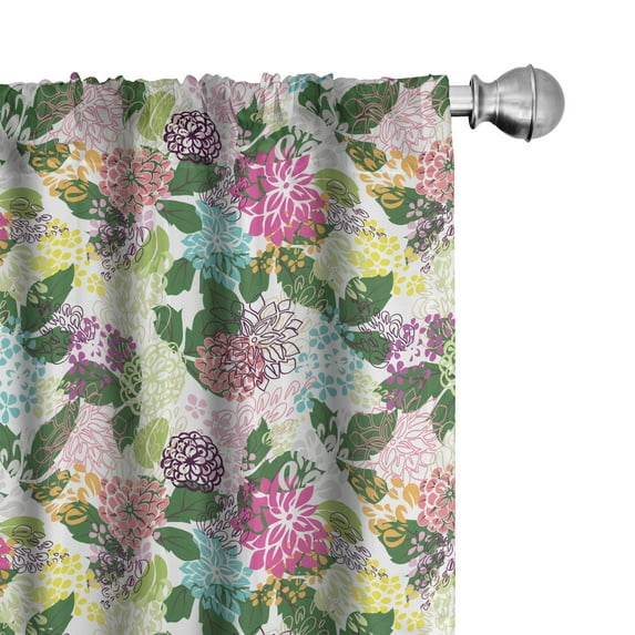 Ambesonne Floral Curtains, Blooms Beauty, Pair of 28"x95", Multicolor