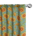 thumbnail image 1 of Ambesonne Floral Curtains, Calendula Flowers Cartoon, Pair of 28"x63", Pale Teal Orange, 1 of 5