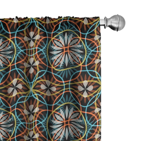 Ambesonne Floral Curtains, Circles Flowers Modern, Pair of 28"x95", Multicolor