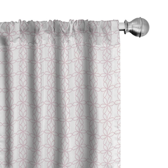 Ambesonne Floral Curtains, Contiguous Flowers Lines, Pair of 28"x84", Pale Pink and White