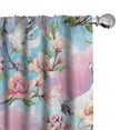 thumbnail image 1 of Ambesonne Floral Curtains, Crane Birds Flowers Plot, Pair of 28"x95", Soft Pink Khaki and Blue, 1 of 1