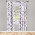 thumbnail image 1 of Ambesonne Floral Curtains, Dandelion Floral Farmhouse, Pair of 28"x63", Violet and Pale Khaki, 1 of 2