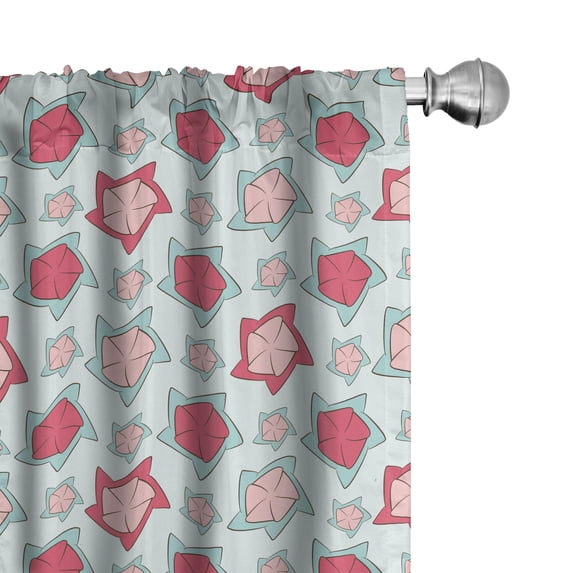 Ambesonne Floral Curtains, Digital Flowers Like Blossom, Pair of 28"x63", Blush and Soft Blue