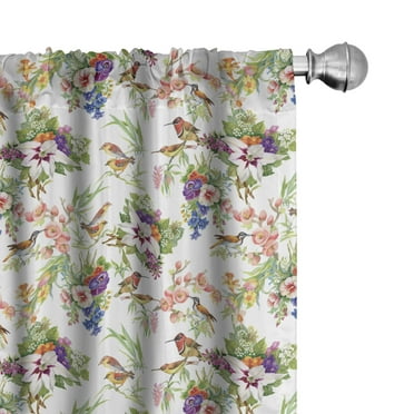 Ambesonne Floral Curtains, Exotic Spring Flowers, Pair of 28"x84", Multicolor