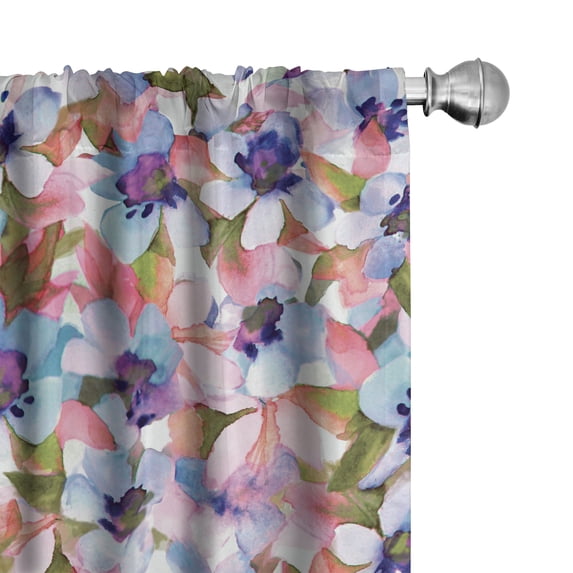 Ambesonne Floral Curtains, Flowers Foliage Watercolor, Pair of 28"x95", Burnt Sienna and Sage Green