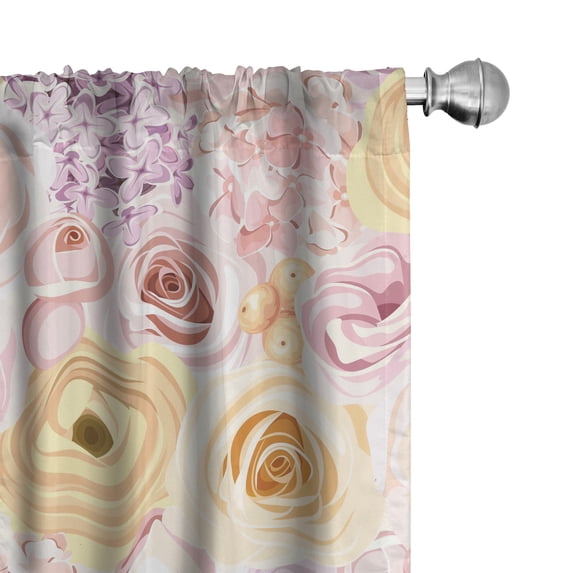 Ambesonne Floral Curtains, Flowers Nature Pattern Art, Pair of 28"x63", Slate Brown Cinnamon