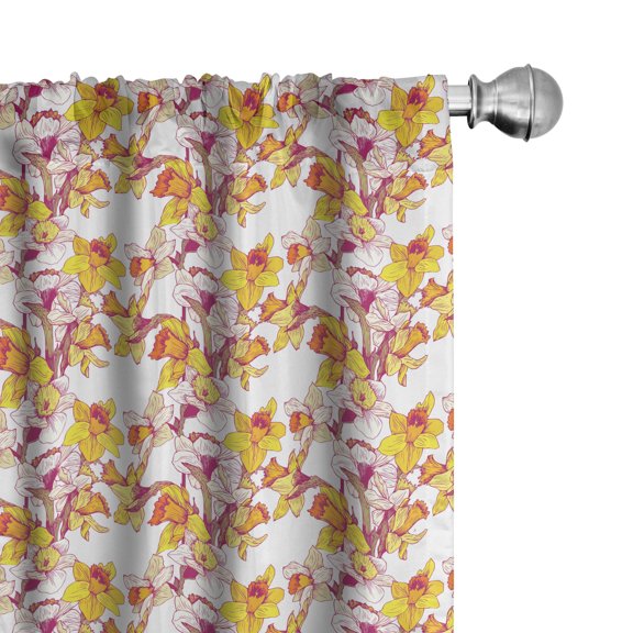 Ambesonne Floral Curtains, Flowers Spring Romance, Pair of 28"x84", Multicolor