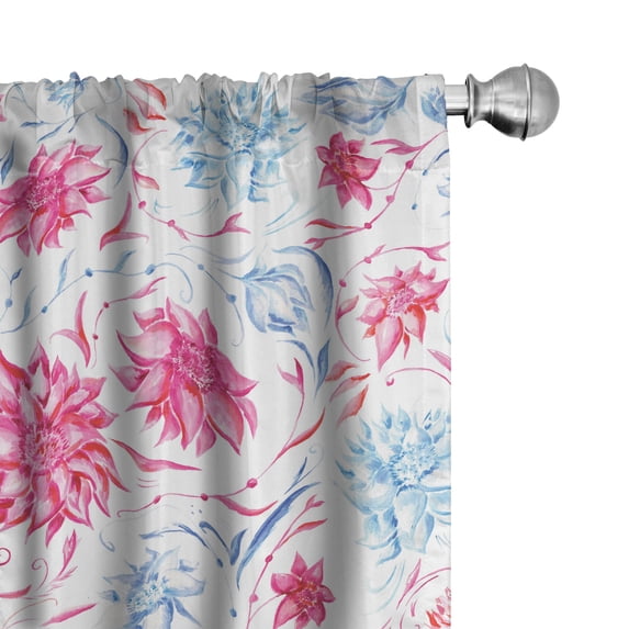 Ambesonne Floral Curtains, Flowers Vintage Pattern Art, Pair of 28"x84", Pastel Pink Violet Blue