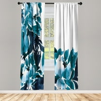 Ambesonne Floral Curtains, Flowers in Watercolor Effect, Pair of 28"x84", Petrol Blue