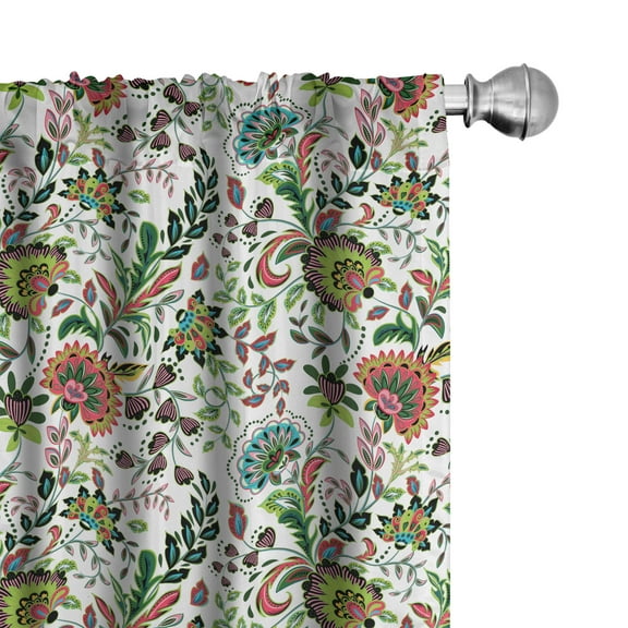 Ambesonne Floral Curtains, Foliage Leaf Spring Season, Pair of 28"x84", Multicolor