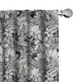 thumbnail image 1 of Ambesonne Floral Curtains, Frangipani Mimosa Lotus, Pair of 28"x63", Black White Pale Grey, 1 of 5