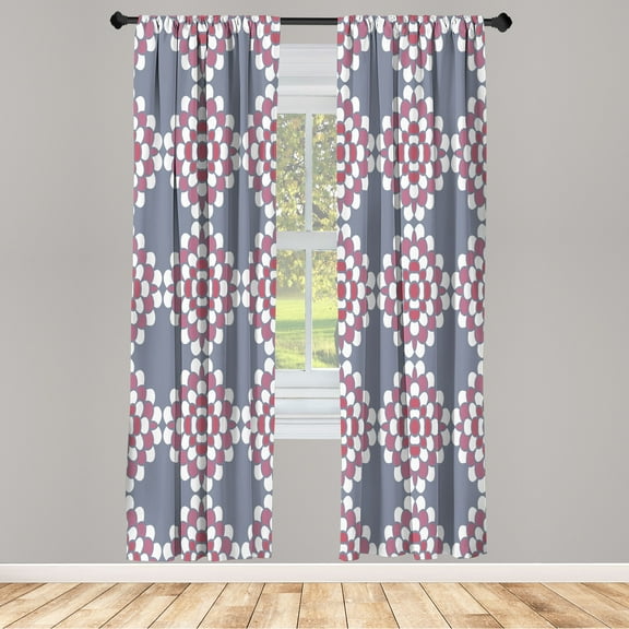 Ambesonne Floral Curtains, Geometric Bold Stripes Ocean, Pair of 28"x63", Purple Grey