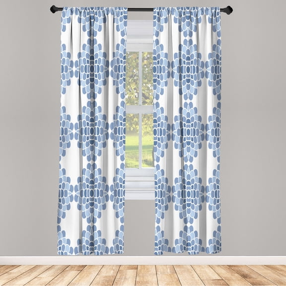 Ambesonne Floral Curtains, Geometric Lines Abstract Art, Pair of 28"x63", Baby Blue