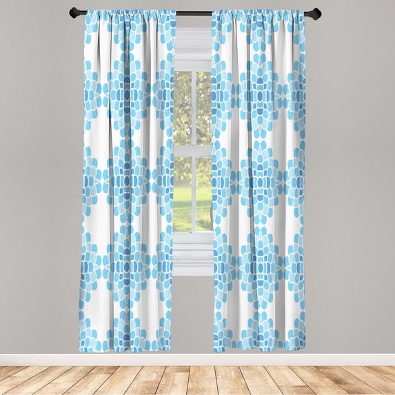 Ambesonne Floral Curtains, Geometric Lines Abstract Art, Pair of 28"x84", Pale Blue