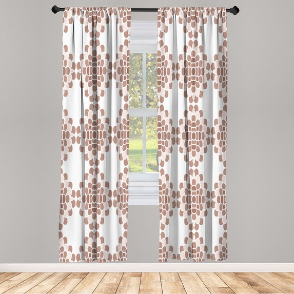 Ambesonne Floral Curtains, Geometric Lines Abstract Art, Pair of 28"x84", Pale Mustard