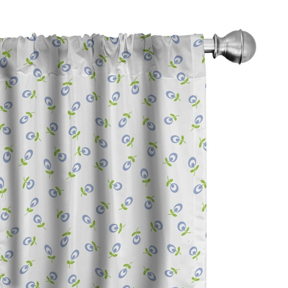 Ambesonne Floral Curtains, Green Leaves Vintage, Pair of 28"x63", Green Violet Blue White