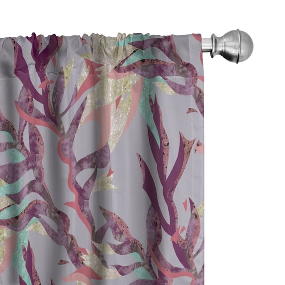 Ambesonne Floral Curtains, Grunge Continuous Branches, Pair of 28"x84", Eggplant and Pale Seafoam