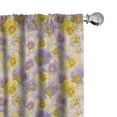 thumbnail image 1 of Ambesonne Floral Curtains, Hand Drawn Pansy Garden, Pair of 28"x63", Lavender Lilac Yellow, 1 of 5