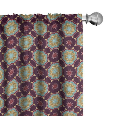 Ambesonne Floral Curtains, Hand Drawn Petals Dots, Pair of 28"x63", Multicolor