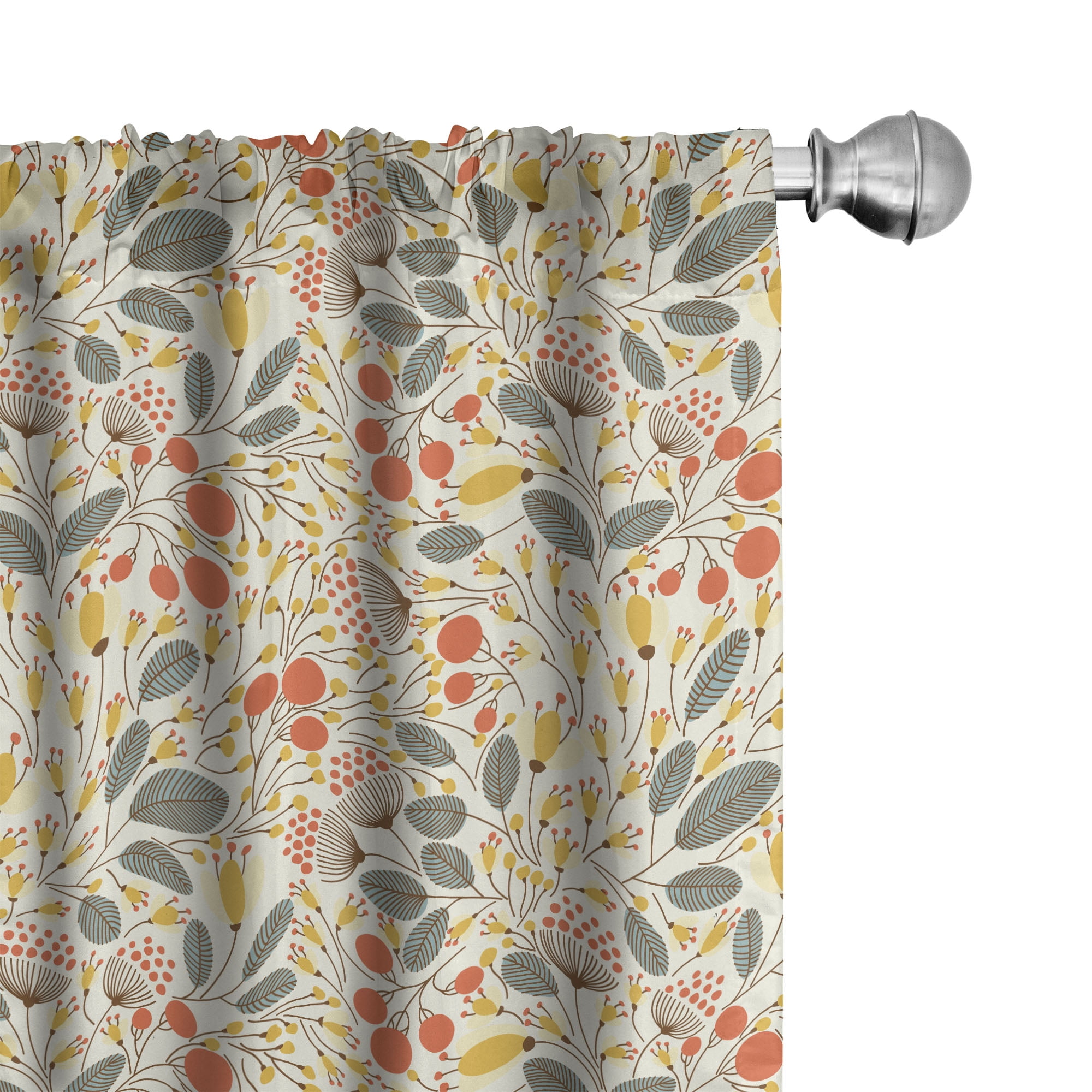 Floral Multicolor 84" Rod Pocket Microfiber Curtain Panel Pair