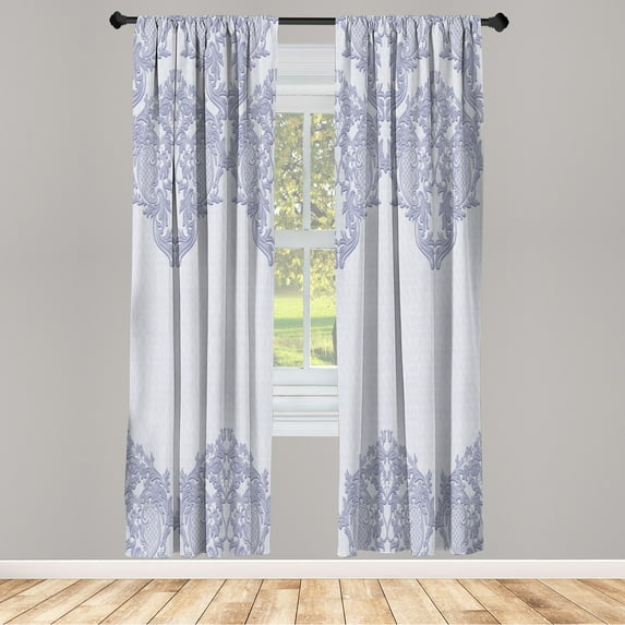 Ambesonne Floral Curtains, Lace Delicate Retro Print, Pair of 28"x63", Pale Ceil